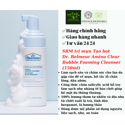 Sữa rửa mặt Trị mụn Dạng bọt Dr. Belmeur Amino Clear Bubble Foaming Cleanser (150ml)