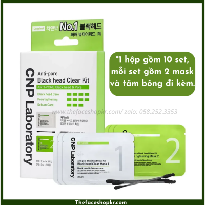 Bộ Mặt Nạ Làm Sạch Mụn Đầu Đen, Thu Nhỏ Lỗ Chân Lông 2 Trong 1 CNP Laboratory Anti-Pore Black Head Clear Kit (10set)
