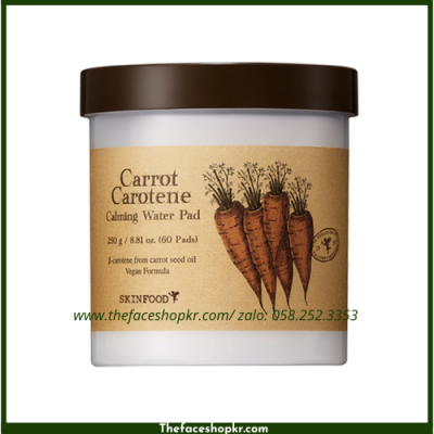 Bông Nước Tinh Chất Thuần Chay Dưỡng Ẩm, Làm Dịu Da Carrot Carotene Calming Water Pad (60 cái, 250g)
