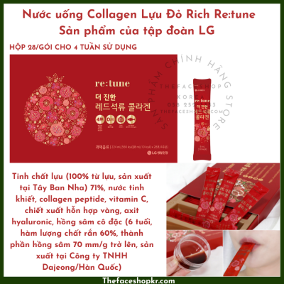 Nước uống Collagen Lựu Đỏ Rich Re:tune (Sản phẩm của tập đoàn LG) 