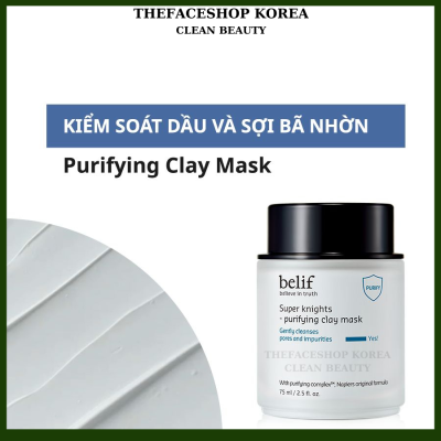 Mặt nạ đất sét thanh lọc da và làm sạch lỗ chân lông Belif Super Knights Purifying Clay Mask 75ml