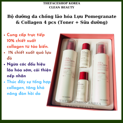 Bộ Dưỡng Săn Mịn Da Và Chống Lão Hóa Lựu THE FACE SHOP Pomegranate Collagen Skincare Set 