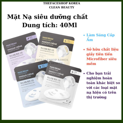 Mặt Nạ siêu dưỡng chất Cấp Ẩm Dưỡng Sáng da chất liệu giấy Microfiber siêu mềm THE FACE SHOP Mascream Lifting Sheet Mask