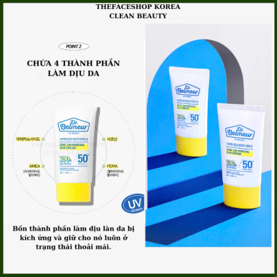 Kem Chống Nắng Dr.Belmeur Bảo Vệ Làm Dịu Da Uv Derma Zinc 100 Mineral Sun Cream Spf 50+ Pa++++ 50ml