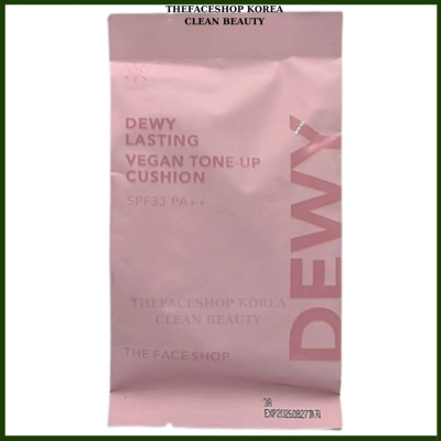 Lõi phấn nước nâng tông dưỡng da Lâu trôi Hàn Quốc 2023 THE FACE SHOP DEWY LASTING VEGAN TONE-UP CUSHION SPF33+ PA++