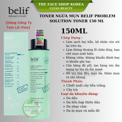 Nước Hoa Hồng Ngừa Mụn Belif Problem Solution Toner 150ml