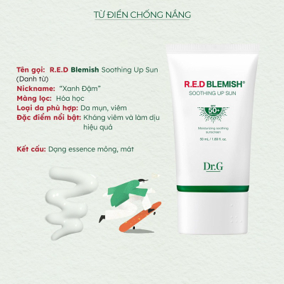 Kem Chống Nắng, Chống Ánh Sáng Xanh, Quang Phổ Rộng Cho Da Mụn Nhạy Cảm Dr.G R.E.D Blemish Soothing Up Sun SPF50+ PA++++ 50ml