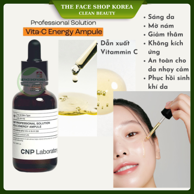 [ Tặng 3 Ampoul Pads Keo Ong] Tinh chất Vitamin C giúp dưỡng trắng sáng da, mờ thâm sạm, chống lão hoá da CNP Laboratory Professional Solution Vita-C Energy Ampule 50mL