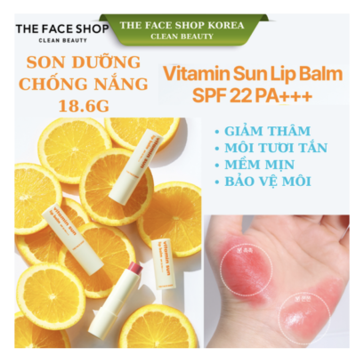 Son dưỡng môi có màu Chống nắng bảo vệ môi THE FACE SHOP Vitamin Sun Lip Balm 3.9g